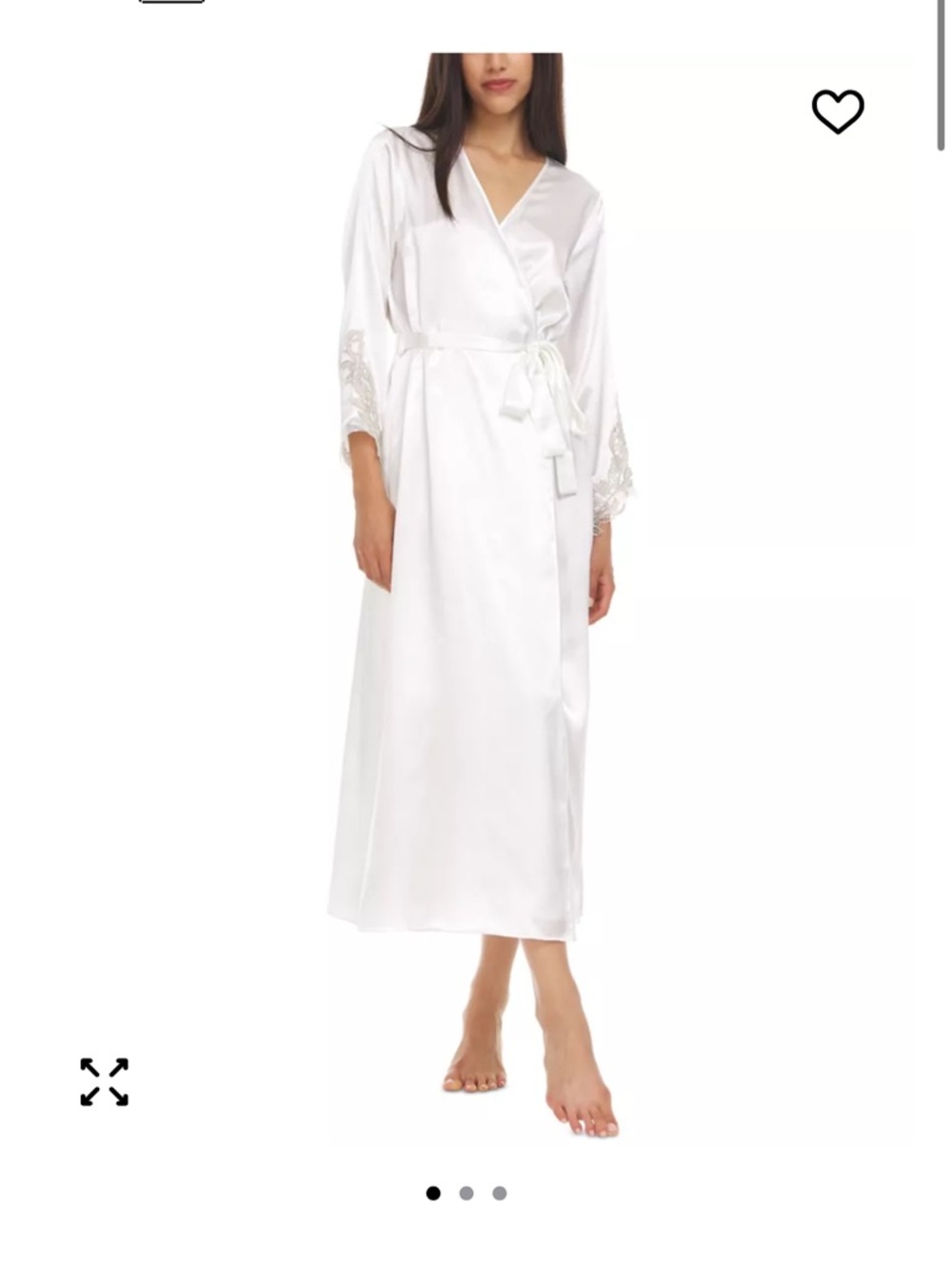 Stella Satin Venise Trim Robe - Ivory